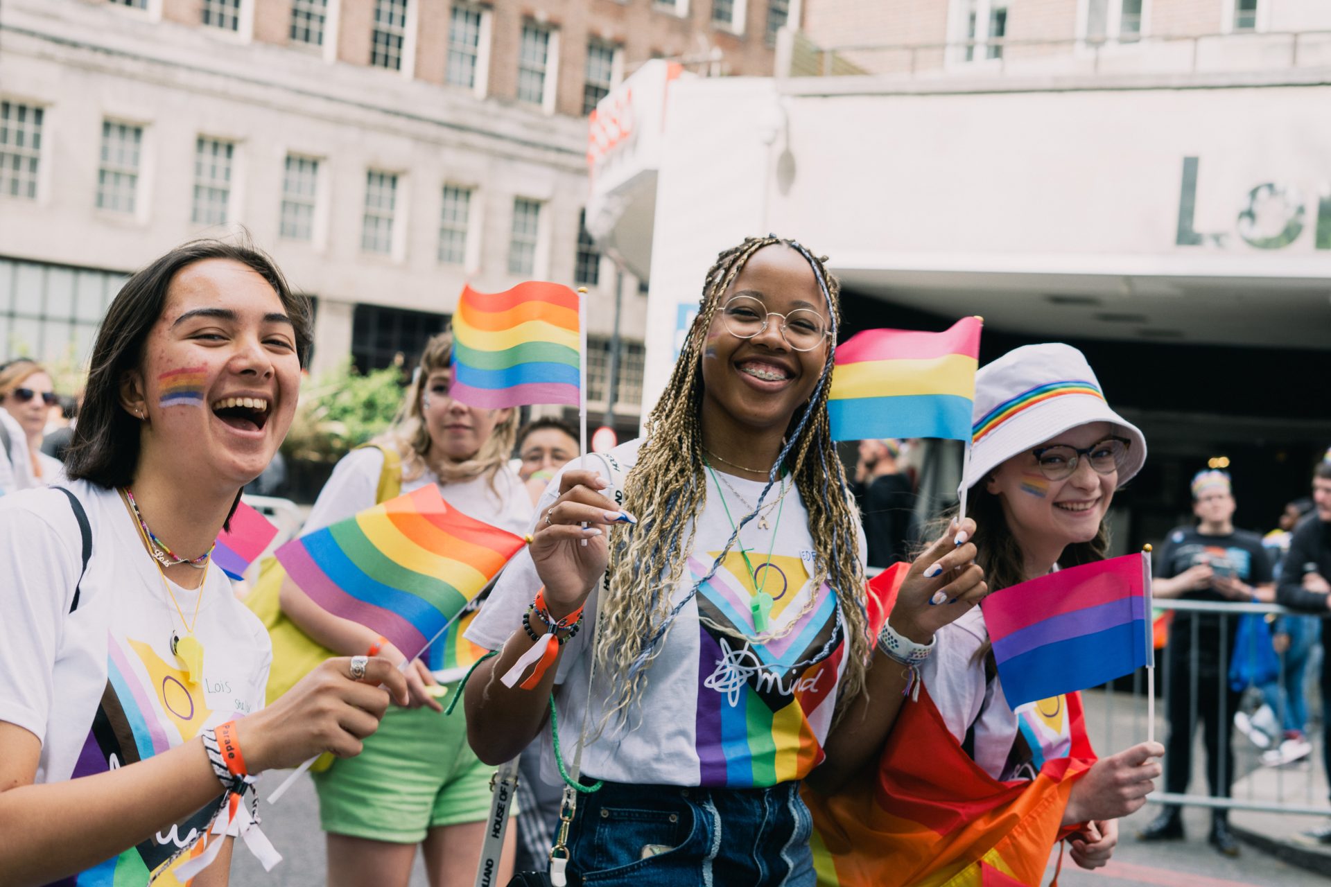 Young people celebrating at Pride event